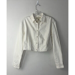 Madewell White Button-Down Cropped Shirt Jacket